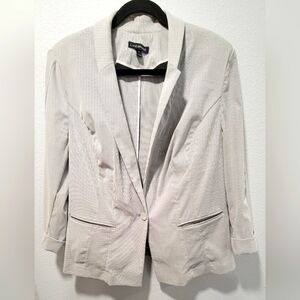 Lane Bryant Women's Size 22 One Button Blazer Light Gray 3/4 Sleeve Collared